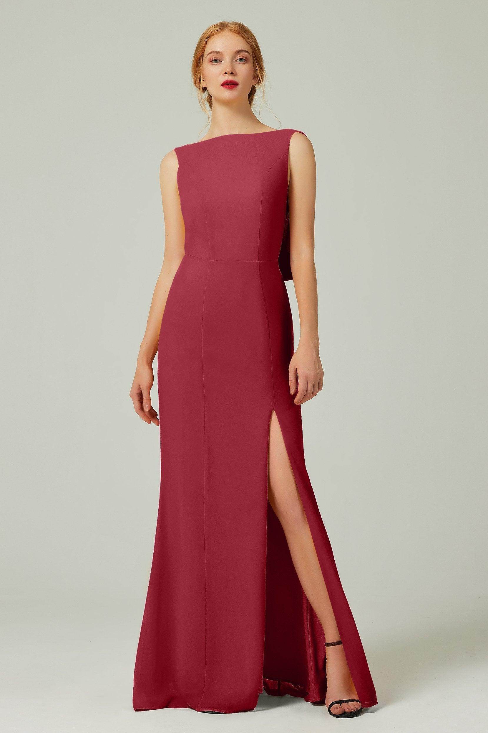 Sheath-Column Sweep-Brush Chiffon Bridesmaid Dress Formal Dresses CB0310PS - COCOMELODY